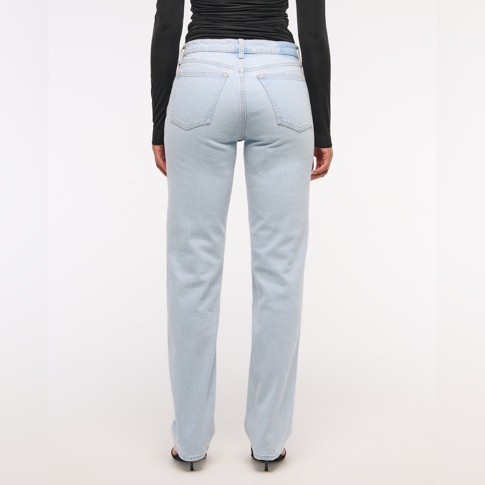 Abercrombie & Fitch The ‘90s Straight Mid Rise Light Marble Size 27|4R Jeans - Picture 4 of 10